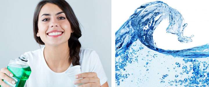 Smiling Woman with Mouthwash
